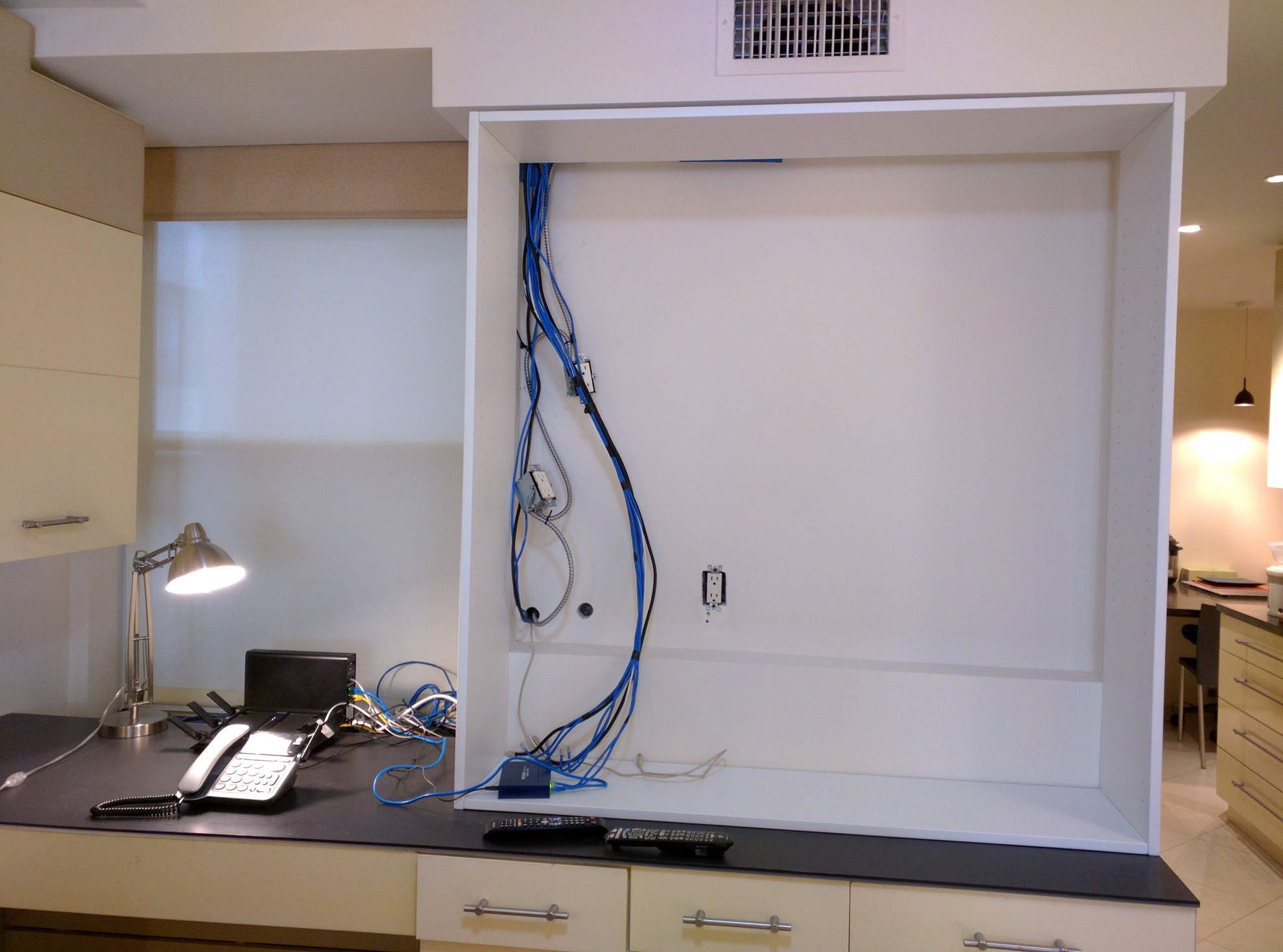 Office Desk Cabinet Wiring 1 - IT Electrician Project Photo