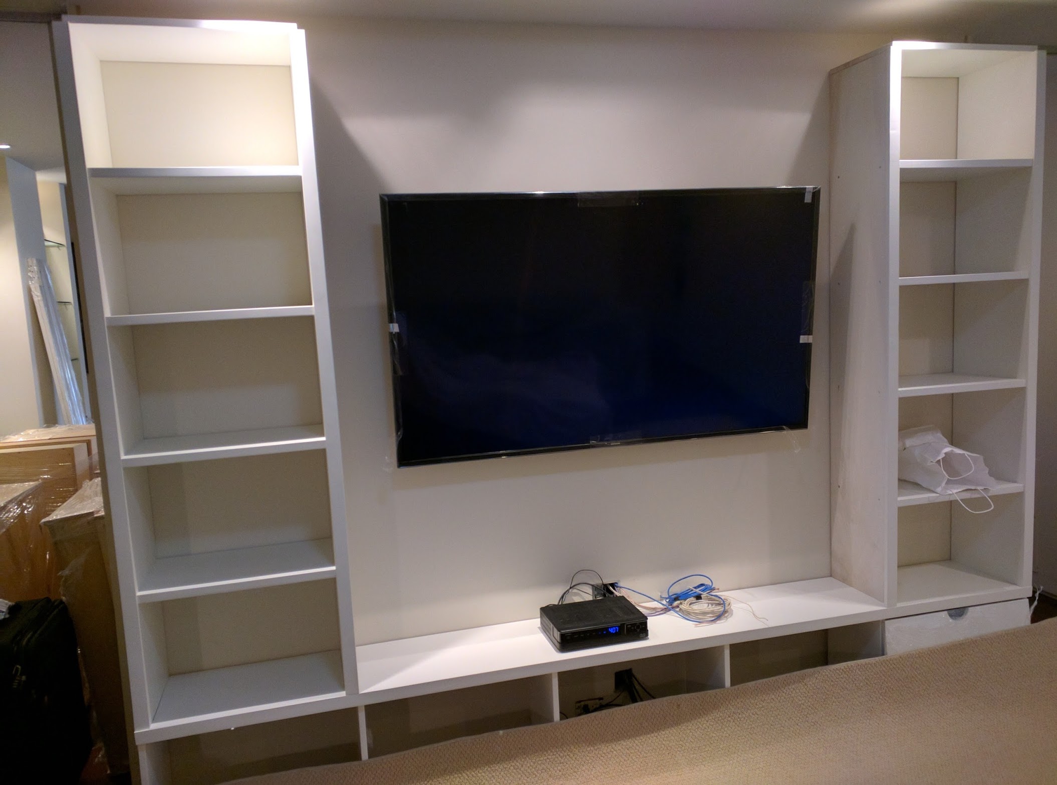 TV Media Center Installation Empty - IT Electrician Project Photo